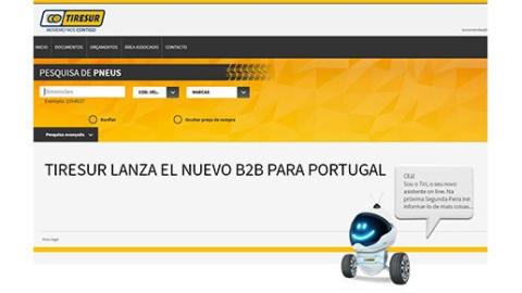 Interfaz del nuevo B2B de Tiresur en Portugal